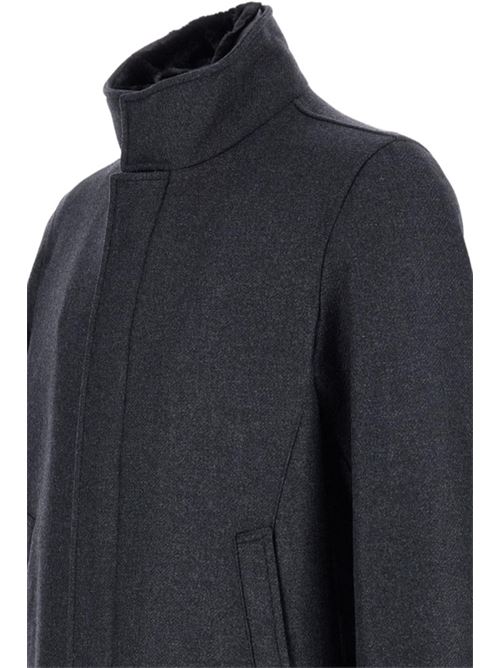 Cappotto da uomo, lunghezza 3/4 con collo in ecopelliccia misto lana colore grigio antracite HERNO | CA000214U33432R9490